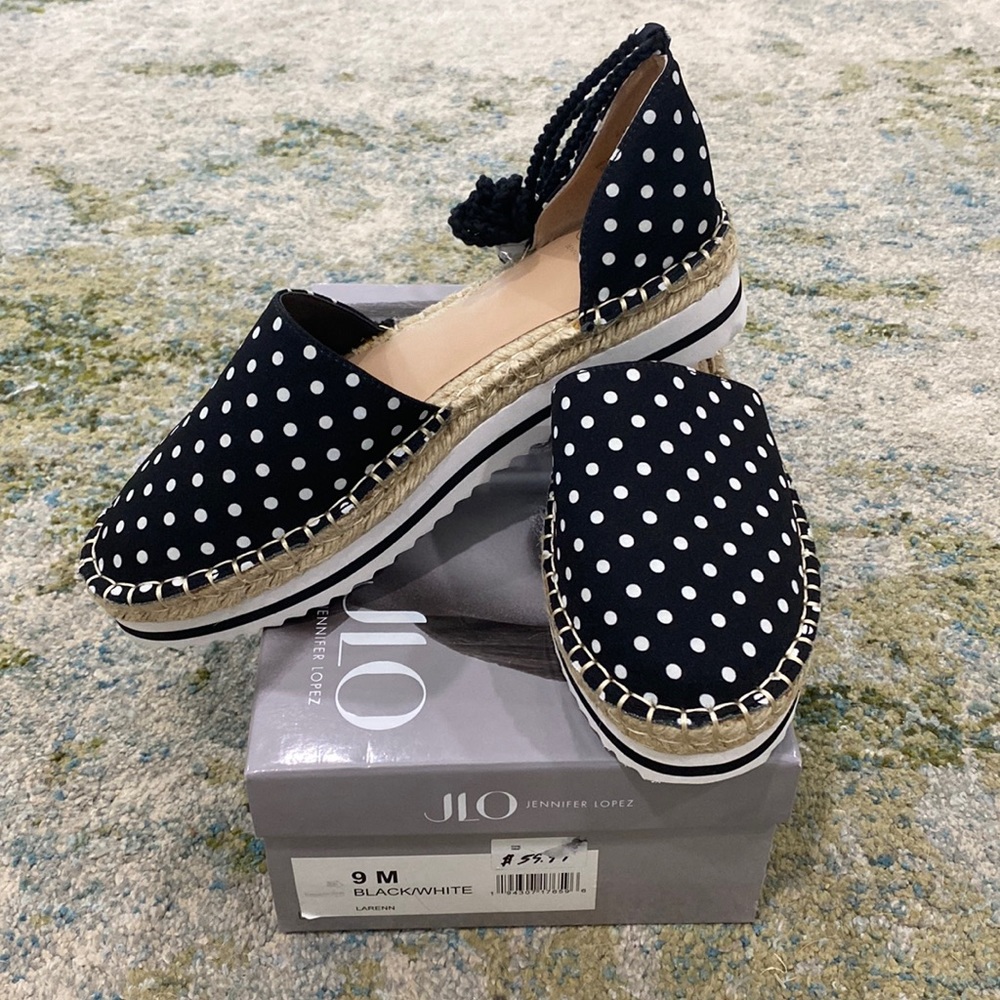 JLO - Larenn black/white espadrille - Size 9 NOB